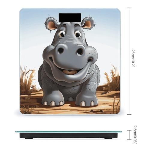 Báscula de baño digital Cartoon Hippo vidrio templado miniatura 2
