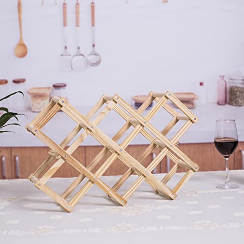 Newaner weinregal aus holz stapelbar, 10 flaschen lagerung getränkeregal, 45X12.5X31CM, vintage flaschenregal zur aufbewahrung von wein, von hand zusammengebaut für bartheke, wohnzimmer, küche