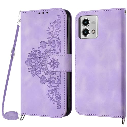 Netany Funda para Motorola Moto G Stylus 5G 2023 con Cuerda, Flip Billetera Funda Tapa Libro PU Cuero con Ajustable Cordón,【2 Ranuras】 Funda para Moto G Stylus 5G 2023 Cuerda (Púrpura)