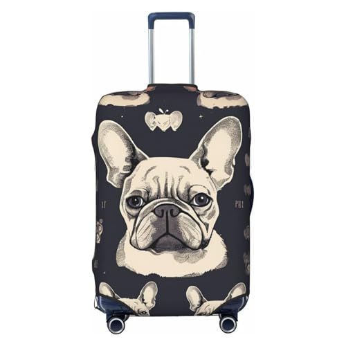 I Love French Bulldog Luggage Cover for Suitcase TSA Approved Elastic Suitcase Cover Anti-Scratch Travel Luggage Protector Cover Washable Trolley Case Cover Fit 18-32 Inch Luggage Small
