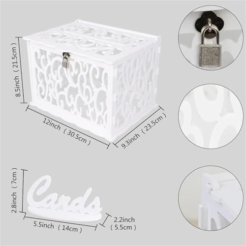Caja para tarjetas de boda blanca para evitar pérdidas de dinero en fiestas 3