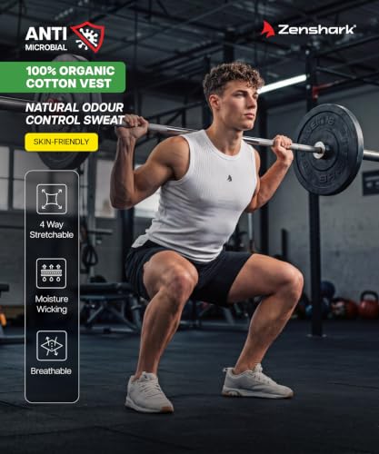 Image of ZENSHARK Sleeveless T Shirt for Men | 100% Organic Cotton Gym Vest 220 GSM | Tank Top Sando Innerwear | Soft, Skin Friendly, Breathable