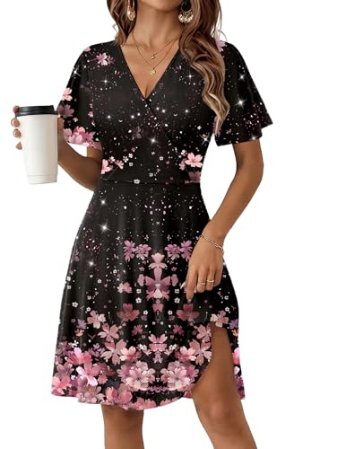 Image of Zeagoo Womens Summer Dresses Wrap V Neck Dress Floral A-Line Ruffle Sleeve Casual Sundress with Pockets 2026