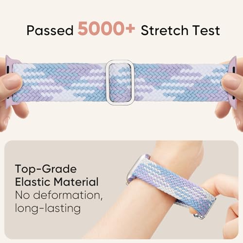 Image of Braided Stretchy Band Compatible with Apple Watch 40mm 41mm 42mm 38mm 44mm 45mm 46mm 49mm Women Men, Breathable Adjustable Nylon Sport Solo Loop Strap for iWatch Series 11 10 9 8 7 6 5 4 3 SE /Ultra 2