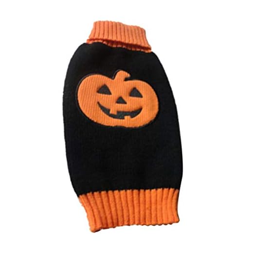 ibasenice Hund Halloween- Hund Stickad Tröja Turtleneck Pumpa Mönster/Halloween Höst/Vinterstö Hundkostume/Ren Semester Husdjur Dog Tröja (Slumpfärg)