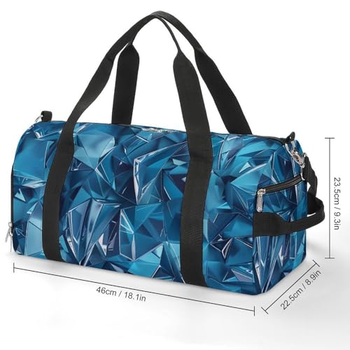 Blue Geometric Diamond Gym Sport Bag Travel Duffel Bags Tote with Shoe Compartment Water Resistant Pouch Unisex2