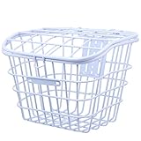 JOPESA 1 STK Fahrrad Front Aufbewahrungskorb Eisen Fahrrad Essenskorb mit Deckel Bike Supply/840 (Color : White, Size : 33.5X27X25cm)