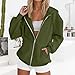 Women Fashion Zip Up Sweatshirt Hoodies Casual Fall Y2k Long Sleeve Coats Solid Color Loose Jacket with Pockets