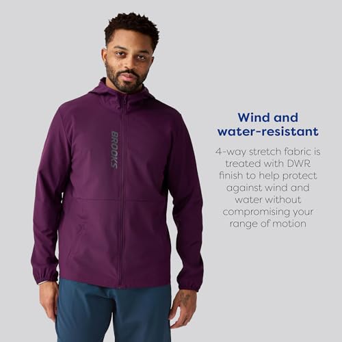 Brooks Men's Canopy Jacket, Water Resistant UPF 50+ Jacket - Burgundy Blaze - L - image 4