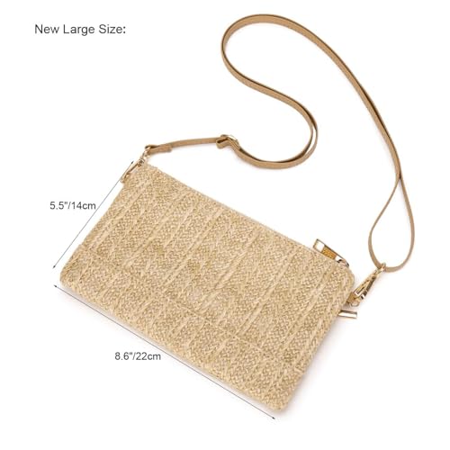 Image of Straw Clutch Purse for Beach Summer Vacation Bag Woven Handbag for Women