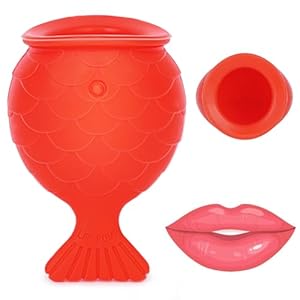 mcgskl lip pump lip plumper lip enhancer，Soft Silicone Fish Shape Lips Enhancer,Fuller Thicker Mouth Fastly Lip Pumps Bigger Device for Women Female (red)