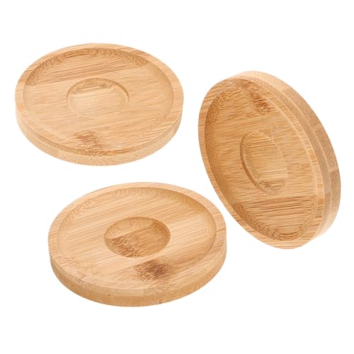 Toyvian Set da 3 Sottobicchieri Girevoli in Vetro Base in Bambù Naturale Porta Bicchieri da Whisky Rotante 360° Base Stabile per Bicchieri da Vino e Tequila Accessorio Versatile per
