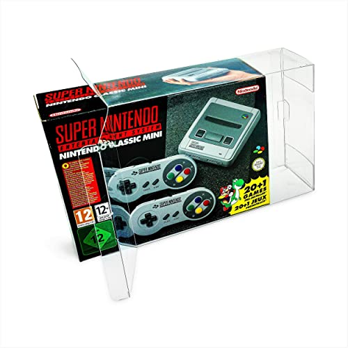 Reset Retro 1x Klarsicht Schutzhülle passend für Super Nintendo SNES und NES Konsole classic mini im 0,5 mm starkem PET Material - game protecors case - optimaler Schutz und praktische Aufbewahrung