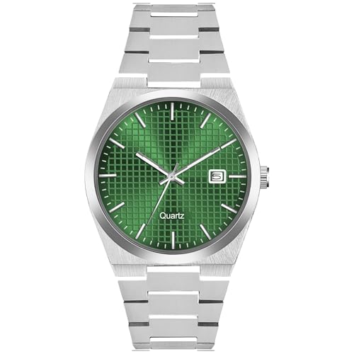 Image of Men's Stainless Steel Analog Watch with Textured Dial | Premium Quartz Movement | Date Display Wristwatch for Casual, Office & Formal Wear | Stylish Silver Bracelet Watch for Men