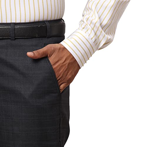 Image of Park Avenue Men's Poly Viscose Blend Checks Pattern Smart Fit Flat Front Formal Trouser