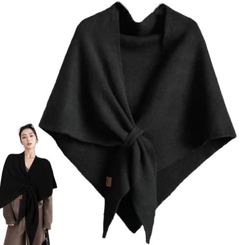 Scarf Shawl Wraps for Women, Warm Pashmina Triangle Shawl Scarf with Loop, Soft Wool Women's Solid Color Shawl Scarf Cape