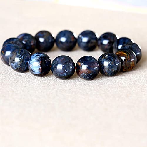 Bracelet piétersite dorée bleue 14mm pour homme avec authentiques pierres naturelles de Namibie
