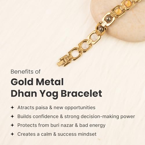 Image of Astrotalk Metal Dhan Yog Bracelet | Attracts Wealth & Financial Prosperity | Pyrite, Citrine, Tiger Eye, Quartz, Hematite & Aventurine Astrology Bracelet for Man & Woman | Gift for Man & Woman
