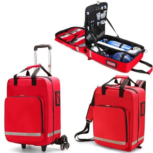 Kit de primeros auxilios portátil con carrito desmontable para rescate de emergencia, ideal para senderismo al aire libre, camping y viajes, Red