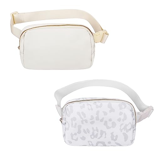 Image of VOROLO Fanny Pack For Women And Men Off White+Leopard White