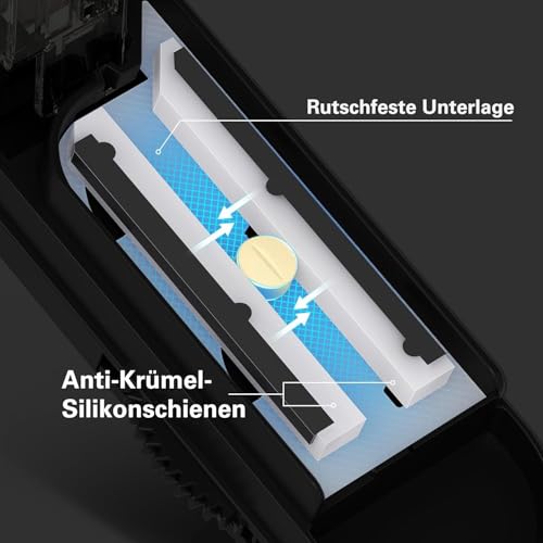 BUG HULL Tablettenteiler für Mehrere Pillen Auf Einmal, Tablettenschneider für Kleine Und Winzige Tabletten Und Große Tabletten, Pillenteiler Mit versteckter Schneide Aus Edelstahl (Schwarz)
