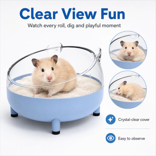 Meow&Woof Hamster Sand Bath Container, Large Sandbox Toilet Gerbil Batheoom, Tiny Chinchilla Dust Bathtub Sand Bath Box for Hamster Cage Accessories 6.5 Inch - Blue - Image 5
