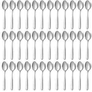 Pleafind 36-Pcs Dinner Spoons Set (7.4 inch), Spoons Silverware, Stainless Steel Spoon, Silver Spoons, Mirror Polished Tablespoon, Silverware Spoons for Home, Kitchen, Restaurant, Dishwasher Safe