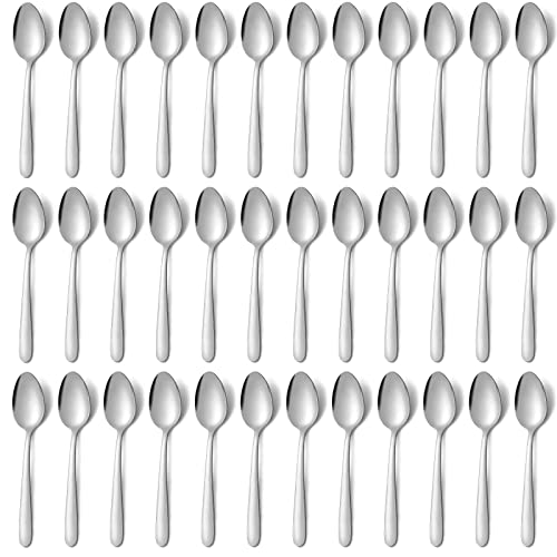 Pleafind 36-Pcs Dinner Spoons Set (7.4 inch), Spoons Silverware, Stainless Steel Spoon, Silver Spoons, Mirror Polished Tablespoon, Silverware Spoons for Home, Kitchen, Restaurant, Dishwasher Safe