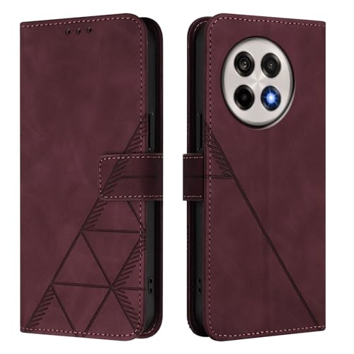 Étui en cuir pour OnePlus 13R bordeaux chic avec rangements
