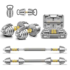 PHOEROS Verstellbare Hantel Set-20/30/40 KG Gewichte Set,Kurzhantel Langhantel Kettlebell 3 in 1,Stahl Hanteln Paar mit Verbindungsstange für Fitness Workout Zuhause,Sportgerät für Frauen&Männe