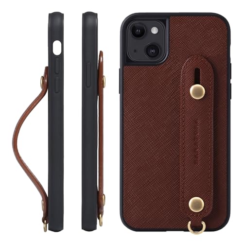 HANATORA for iPhone 15Plus �P�[�X �{�v �ϏՌ� �w�ʃx���g �X�g���b�v�����O �X�}�z�P�[�X �X�}�z �X�^���h�@�\ �K���X�t�B���� �t�� �T�t�B�A�[�m ���U�[ �M�t�g �}�O�l�b�g�Ȃ� �u���E�� XGH-15Plus-Brown