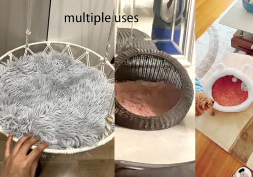 RICHRAIN Katzenkissen Rund,Plüschkissen für Katzen und Hunde, rund, warme Matte, weich und bequem, für Wohnzimmer (Hellgrau, 40cm)