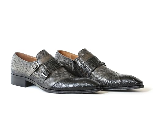 Jo Ghost 5395 Italian Multi Print Olive Green Leather Shoes with Buckles and Zip3