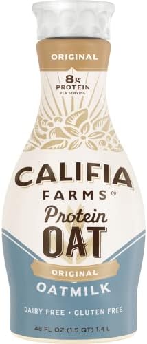 Califia Farms - Original Protein Oat Milk, 48 Oz, Dairy Free, Plant Based, Vegan, Gluten Free, Non GMO, High Calcium, Smoothie, Oatmilk