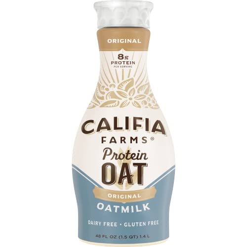 Califia Farms - Original Protein Oat Milk, 48 Oz, Dairy Free, Plant Based, Vegan, Gluten Free, Non Gmo, High Calcium, Smoothie, Oatmilk #TOP6