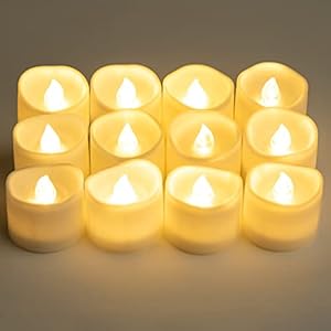 KooPower LED Candles Tea Lights,12 Pack Flickering Flameless Candles Realistic Battery Operated Fake Candl in Wave…