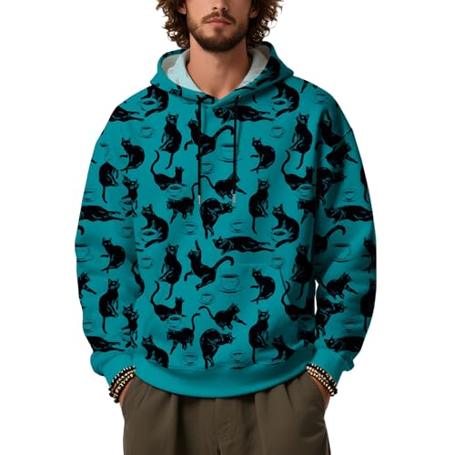 Men's Animal Oversized Hoodies Funny Graphic Long Sleeve Sweatshirts Casual Fall Outdoor Pullover Tops with Pocket