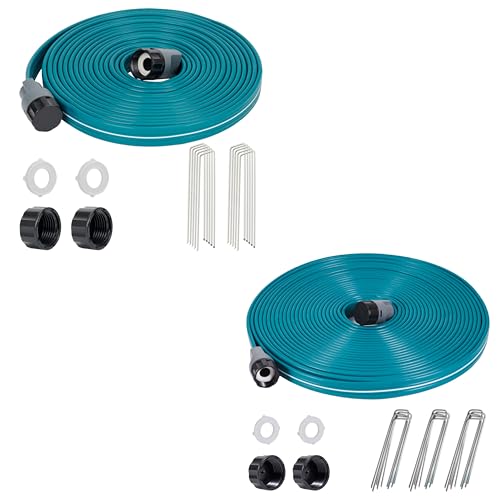LINEX Sprinkler Soaker Hose 50 ft & 25 ft for Garden Lawn Watering with Hose Stakes