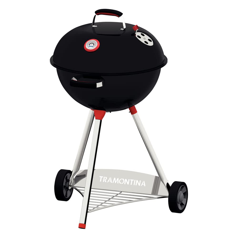 TramontinaTGP-560L 26500/011 Barbecue Stove, Shrusco, Diameter 25.6 inches (65 cm), For Charcoal Stoves, With Lid & Casters, Barbecue Grill