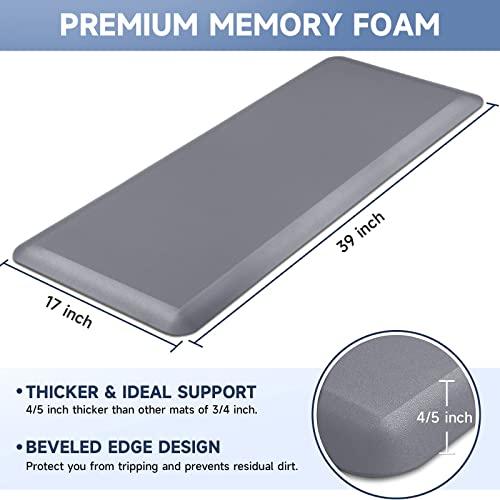 Image of StepRite 4 /5 Inch Thick Kitchen Mat Anti Fatigue Mat Kitchen Rugs Kitchen Decor Non-Slip, Stain & Water Resistant, Kitchen Mats Desk Mat for Kitchen, Office, Workshop, Grey, 17'' x 39''
