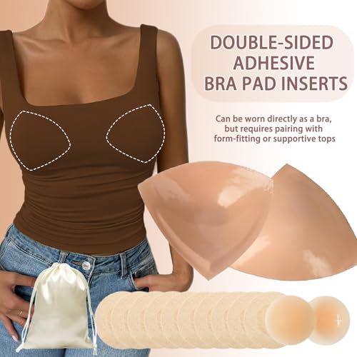 Image of Double-Sided Sticky Bra Lift Inserts | Lightly Padded Push-Up Adhesive Bra for Large Bust | Reusable & Invisible Insert Pads