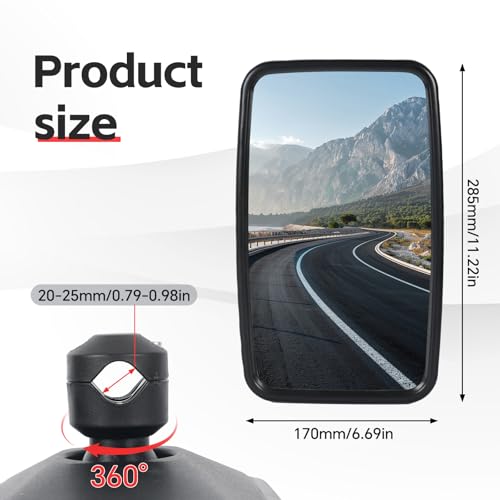 2 Stück Traktor Spiegel Universal, 28,5 x 17 cm PVC Rückspiegel mit Gehäuse Halterung Landwirtschaft, Rückspiegel Landtraktor, für Landmaschinen, verstellbarer Spiegel Traktor
