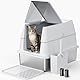 Katzenklo Edelstahl mit Deckel, XXL Extra Großes Katzentoilette Edelstahl Reinigen und Geruchsresistent, Geschlossene Katzenkiste mit Schaufel und Mülleimer, Geeignet für große Katzen/mehrere Katzen