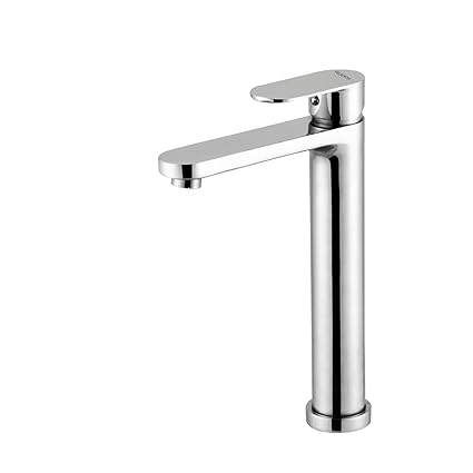 HIDEWAY Opal OP-1012 Brass Hot & Cold Single Lever Basin Mixer with 600 mm Long Braided Hoses