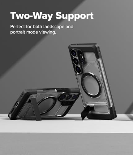 Image of Ringke UX Magnetic for Samsung Galaxy S26 Ultra Case Back Cover [Compatible with MagSafe] [Built-in Metal Stand] Dual Layer Protective with Heavy-Duty Bumper Frame - Clear