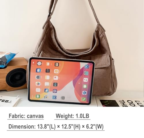 Image of Messenger Bag Hobo Crossbody Bags for Women Canvas Bag Crossbody Tote Bag Shoulder Bag
