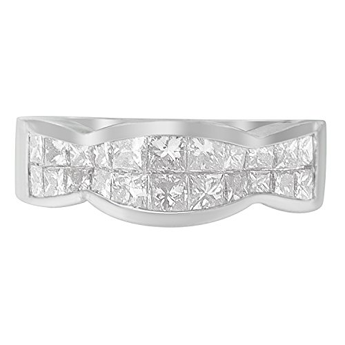 Original Classics 14K White Gold 1-1/4 Cttw Princess Diamond Invisible-Set Bow-Shaped Anniversary or Fashion Band Ring (G-H Color, SI2-I1 Clarity) - Size 7-1/4