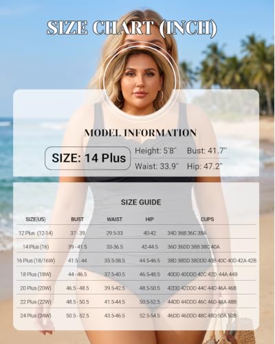 Image of Plus Size One Piece Swimsuit- Tummy Control Full Coverage Bathing Suit