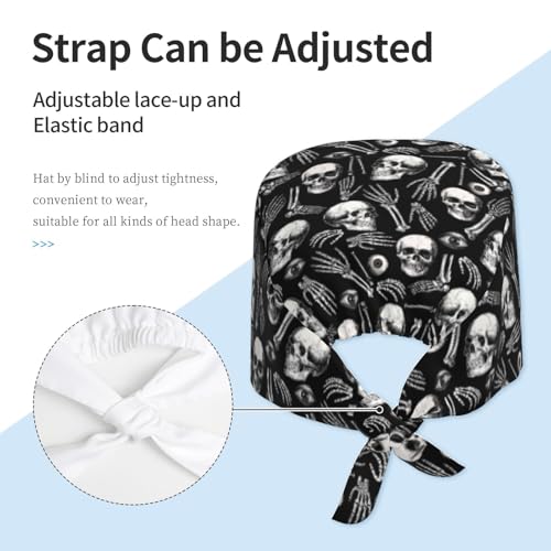 Image of Working Cap Scrub Cap with Sweatband Adjustable Unisex Tie Back Hat for Cleaning Farm Nursing