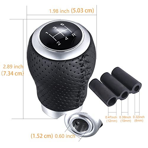 Arenbel 5 Speed Manual Gear Shifter Stick Handle Black Stitched Leather Shift Lever Knob Replacement Fit Most Trucks Cars #TOP2